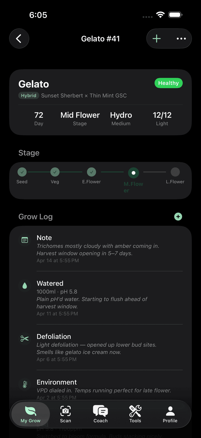 Plant detail — Cultivar app
